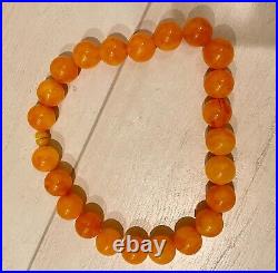 Antique Art Deco Tangerine Bakelite Plastic Big Bead Necklace