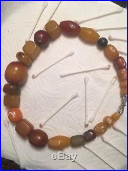 Antique Art Deco Tested Bakelite, Faturan Amber Prayer Trade Bead 22 Necklace