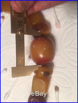 Antique Art Deco Tested Bakelite, Faturan Amber Prayer Trade Bead 22 Necklace