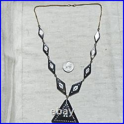 Antique Art Deco Triangle Bengal Style Bakelite Marble Necklace