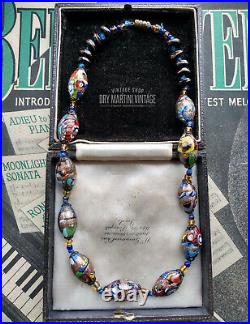 Antique Art Deco Venetian Millefiori Aventurine Trade Beads Necklace Beautiful
