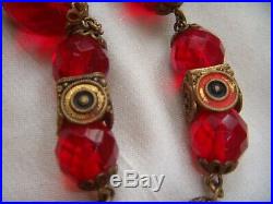 Antique Art Deco Vintage Neiger Bros Egyptian Revival Enamel Glass Necklace