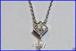 Antique Art Deco Vintage Opal Colombian Emerald Diamond Platinum Necklace 16.25
