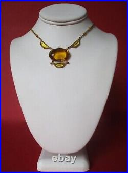 Antique Art Deco Yellow Crystal Necklace