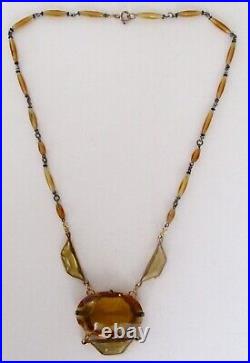 Antique Art Deco Yellow Crystal Necklace