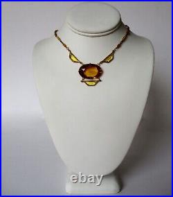 Antique Art Deco Yellow Crystal Necklace