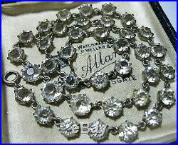Antique Art Deco c1920 Sterling Silver Old Cut Paste Bezel Set Riviere Necklace