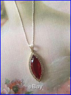 Antique Art Deco vintage Czech crystal pendant Sterling Silver chain Necklace