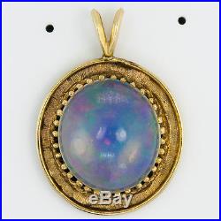 Antique C. 1920 Art Deco 14k Yellow Gold Australian Opal Necklace Pendant