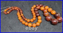 Antique Cherry Amber Bakelite Vein Rare Large Necklace 104 g simichrome tested