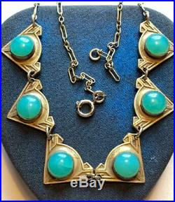 Antique Chrysoprase Egyptian Revival necklace Art Deco Choker Flapper Speakeasy