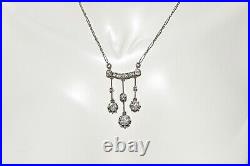 Antique Circa 1920s Art Deco 18k Gold Natural Old Cut Diamond Necklace