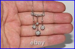 Antique Circa 1920s Art Deco 18k Gold Natural Old Cut Diamond Necklace