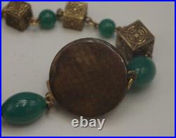 Antique Czechoslovakia Art Deco Max Neiger Jade Peking Glass Enamel Necklace