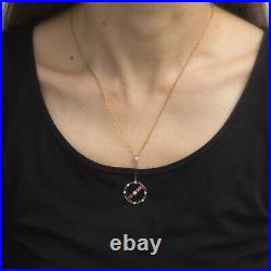 Antique Deco Calibre Ruby Pearl Pendant Necklace Vintage 18k Gold Platinum Fine