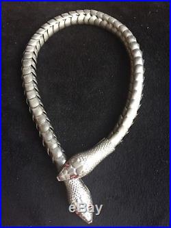 Antique Egyptian Revival Snake Serpent Necklace Art Deco 1920s Rhinestone Eyes
