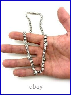 Antique Estate Platinum Art Deco 7.50 CTW Diamond Necklace 32.7 Grams