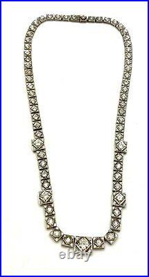 Antique Estate Platinum Art Deco 7.50 CTW Diamond Necklace 32.7 Grams