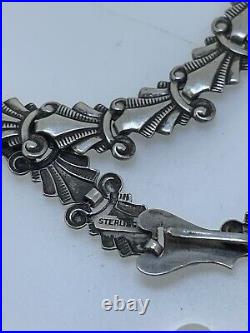 Antique FELCH & COMPANY PRE 1945 STERLING SILVER REPOUSSÉ ART DECO NECKLACE