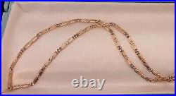 Antique FRENCH Art Deco 10K RGF FETTERED BAR LINK Watch Chain NECKLACE 20 #670