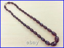 Antique Faceted Cherry Amber Coloured Bakelite Bead Necklace 1920