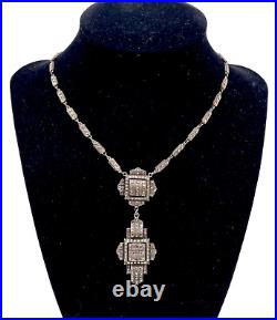 Antique Germany Necklace True Art Deco Sterling Silver Marcasites Original Chain