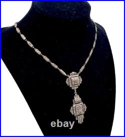 Antique Germany Necklace True Art Deco Sterling Silver Marcasites Original Chain