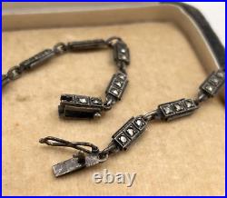 Antique Germany Necklace True Art Deco Sterling Silver Marcasites Original Chain