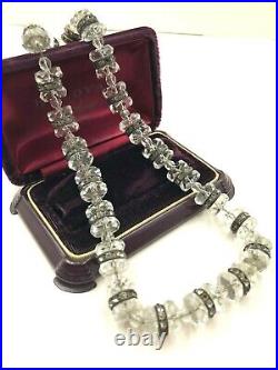 Antique Germany Signed Drgm Reg 28 Art Deco Rare Necklace Flat Rock Crystals