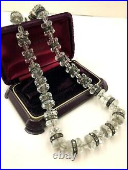 Antique Germany Signed Drgm Reg 28 Art Deco Rare Necklace Flat Rock Crystals