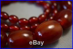 Antique Massive Art Deco Cherry Amber Cognac Bakelite Bead Necklace 102 Grams