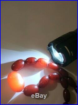 Antique Massive Art Deco Cherry Amber Cognac Bakelite Bead Necklace 23 Grams