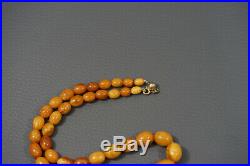 Antique Natural Egg Yolk Butterscotch Baltic Amber Beads Necklace Art Deco 20gr