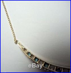 Antique Persian Turquoise Pearl Necklace 14K Yellow Gold 20 Art Deco Vintage