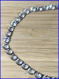 Antique Rivière Choker Regency Art Deco Sterling Silver & Crystal Paste Necklace