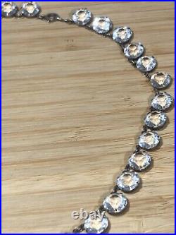 Antique Rivière Choker Regency Art Deco Sterling Silver & Crystal Paste Necklace