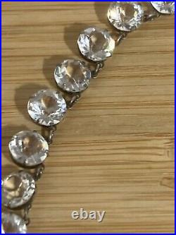 Antique Rivière Choker Regency Art Deco Sterling Silver & Crystal Paste Necklace