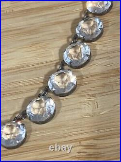 Antique Rivière Choker Regency Art Deco Sterling Silver & Crystal Paste Necklace