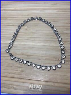 Antique Rivière Choker Regency Art Deco Sterling Silver & Crystal Paste Necklace