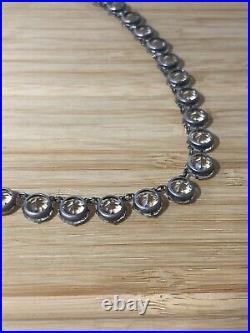 Antique Rivière Choker Regency Art Deco Sterling Silver & Crystal Paste Necklace