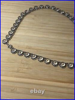 Antique Rivière Choker Regency Art Deco Sterling Silver & Crystal Paste Necklace