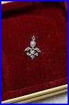 Antique Rose Cut Diamond Pearl Pendant Necklace Art Deco 14 Karat White Gold