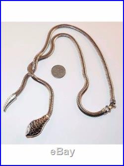 Antique Snake necklace art deco serpent Egyptian Revival silver 1920s