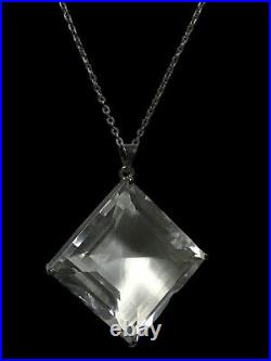 Antique Sterling Art Deco Faceted Rock Crystal Quartz Necklace 18earrings