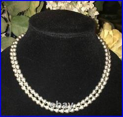 Antique Sterling Silver Bead Multi 2 Strand Bead Necklace Chain Art Deco 925 Vtg