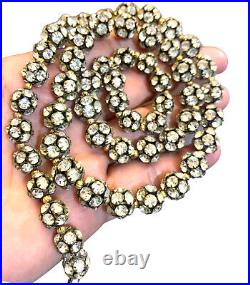 Antique VINTAGE Art Deco RHINESTONE Balls buttons links necklace 26 Necklace