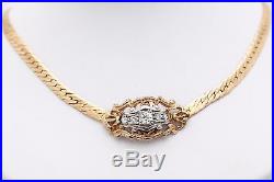 Antique Vintage 1920 Art Deco 14k Gold Platinum 0.26 C Diamond Pendant Necklace