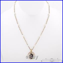 Antique Vintage Art Deco 14k Gold Bohemian Garnet Seed Pearl Lavaliere Necklace