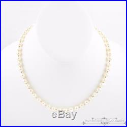 Antique Vintage Art Deco 14k Gold Chinese 7 mm Akoya Pearl Bead Necklace
