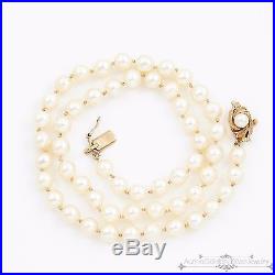 Antique Vintage Art Deco 14k Gold Chinese 7 mm Akoya Pearl Bead Necklace